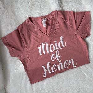 dusty rose maid of honor cropped t-shirt
